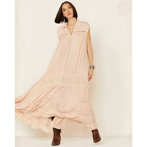 Free People Eyelet Tiered Cream Flowy Boho Dress